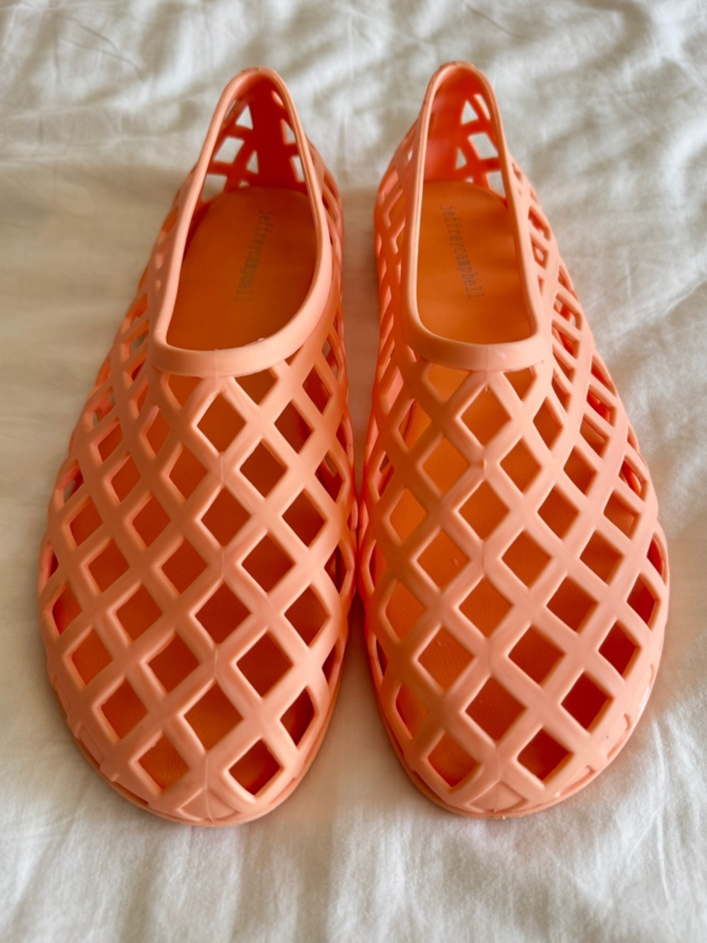 Jeffrey Campbell Jellz Jelly Flats Matte Peach/Coral Size 9 European Summer 90’s